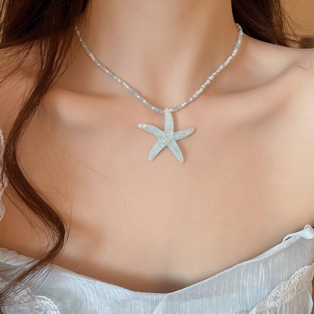Rice Beads Starfish Bohemian Starfish Choker Starfish Rice Beads Chain  Girls Couple