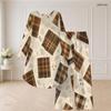 Women Plus Size Beige Brown Printed Round Neck Long Sleeve High Low Top Wide Leg Pants Two Piece Set