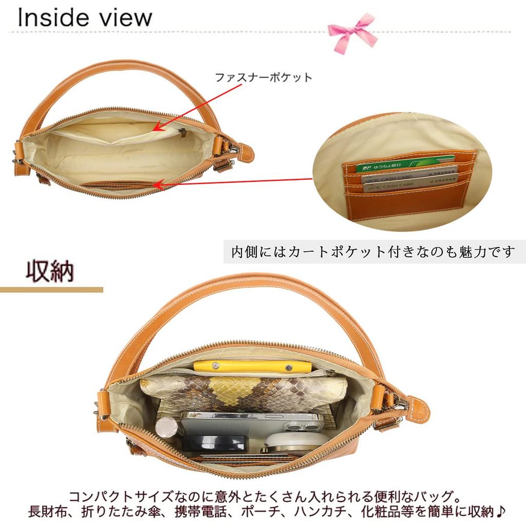AKIYAMA Women's Handmade Genuine Leather Shoulder Bag, Crossbody Bag, Cute, Lightweight, Small, Stylish Pochette, SpringSummer (Camel)