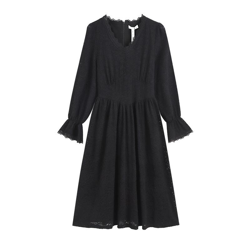 Big Size Women's Fall and Winter Padded and Thick Lace Dress - Stunning Inner-layer Long Dress