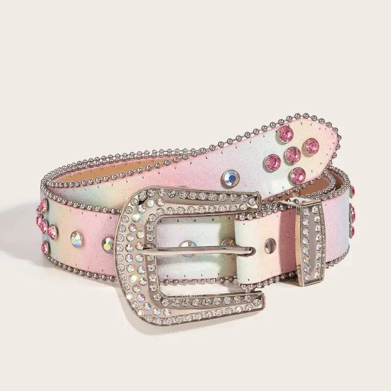 Gürtel Mädchen Jahrtausend Abi Scharfes Mädchen Punk-Accessoires Jeans Wasser-Diamant Funkelnder Diamant-Niete Breiter Gürtel
