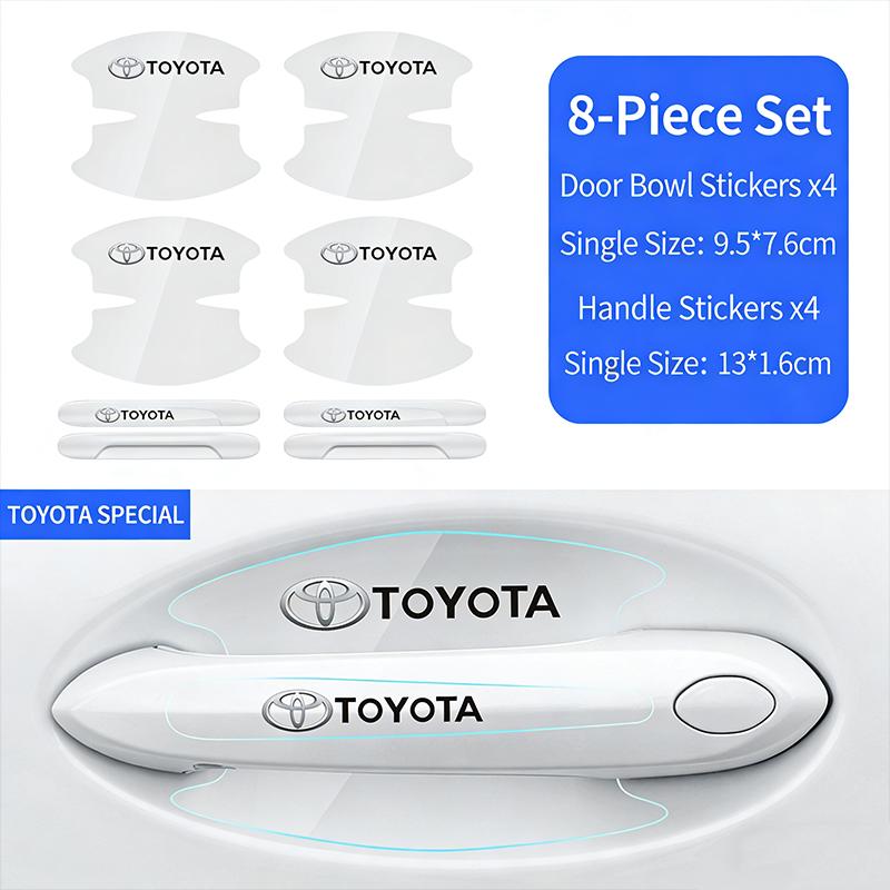 8Pcs Car Door Bowl Handle Protective Sticker Anti-collision Strip For Toyota Rav4 Yaris Camry Land Corolla CHR Hilux Auris Aygo