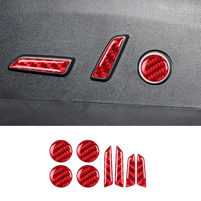 8PCS Real Carbon Fiber For Tesla Model 3 Model Y 2017-2022 Car Seat Adjustment Switch Button Sticker Car Interior Accessories