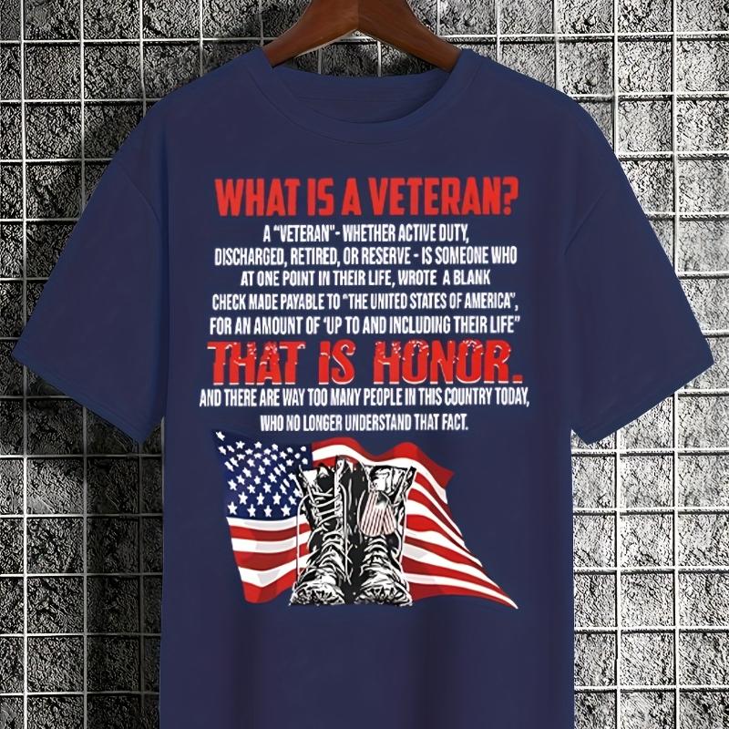 What Is a Veteran Tribute Graphic T-Shirt,Soft Breathable & Fade-Resistant, Classic Fit for Daily Casual Wear