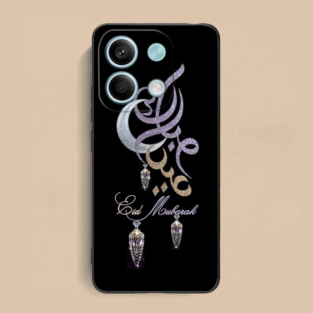 Eid Mubarak Mobilskal för Xiaomi Redmi Note 14 13 12 11 S Pro Plus 4G 5G Färgstarkt Tryckt Fodral Fodral Lyxigt Vackert