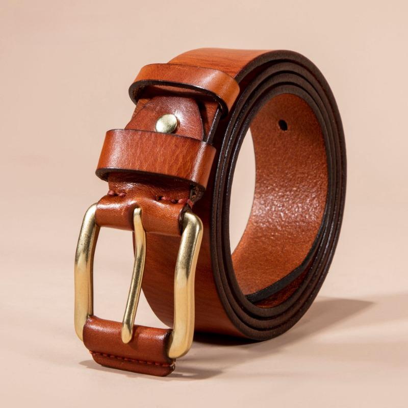 New Men's Leather Pin Buckle Belt Fashion Casual First Layer Cowhide Belt