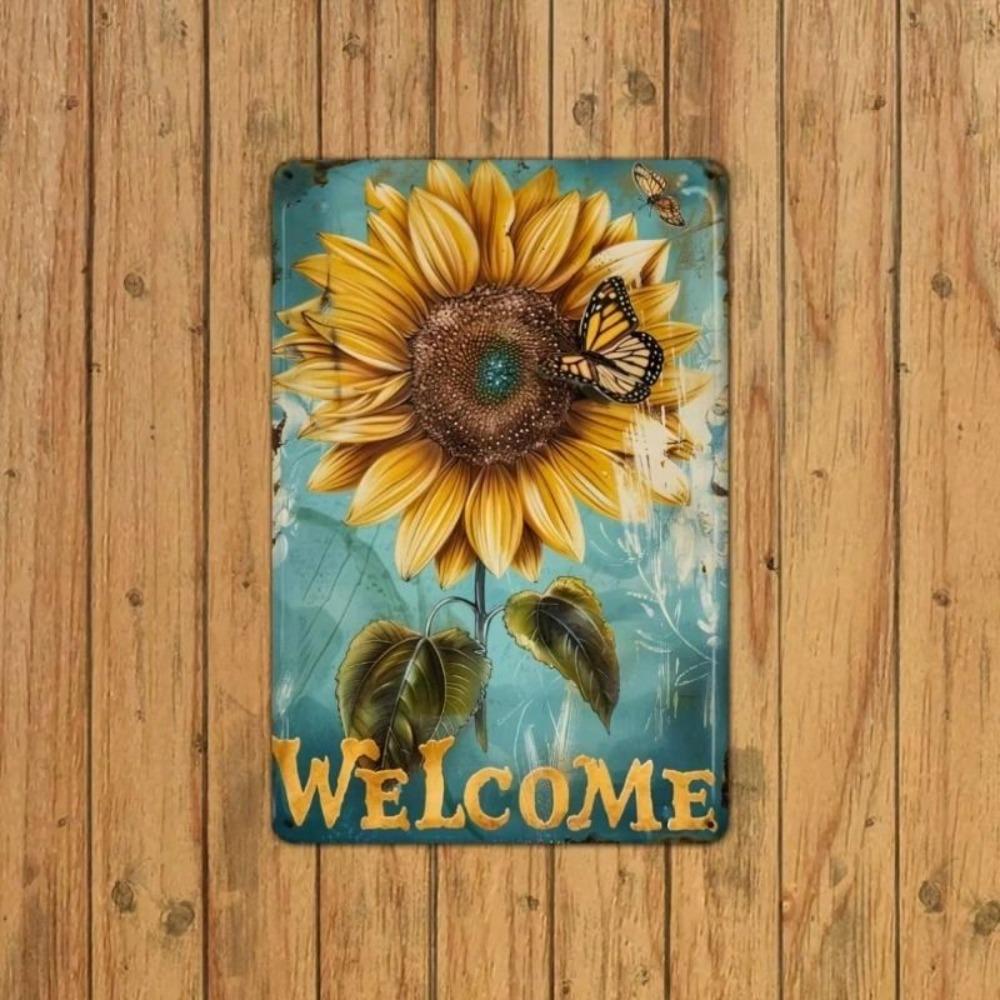 Metal Wall Art Sunflower Vintage Tin Sign 8x12 Inch Garden Decor Poster