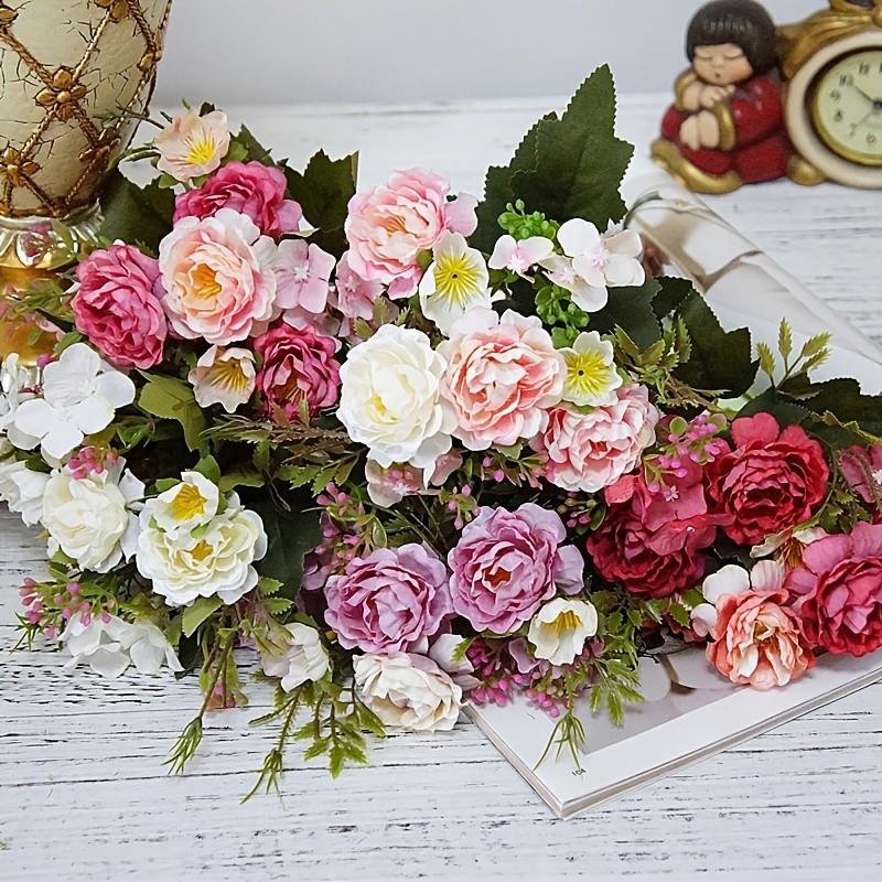 1/3pcs Artificial Flowers Silk Peony Rose Festival Home Room Outdoor Yard garden wreath Wedding bridal bouquet DIY Gifts Decorat
