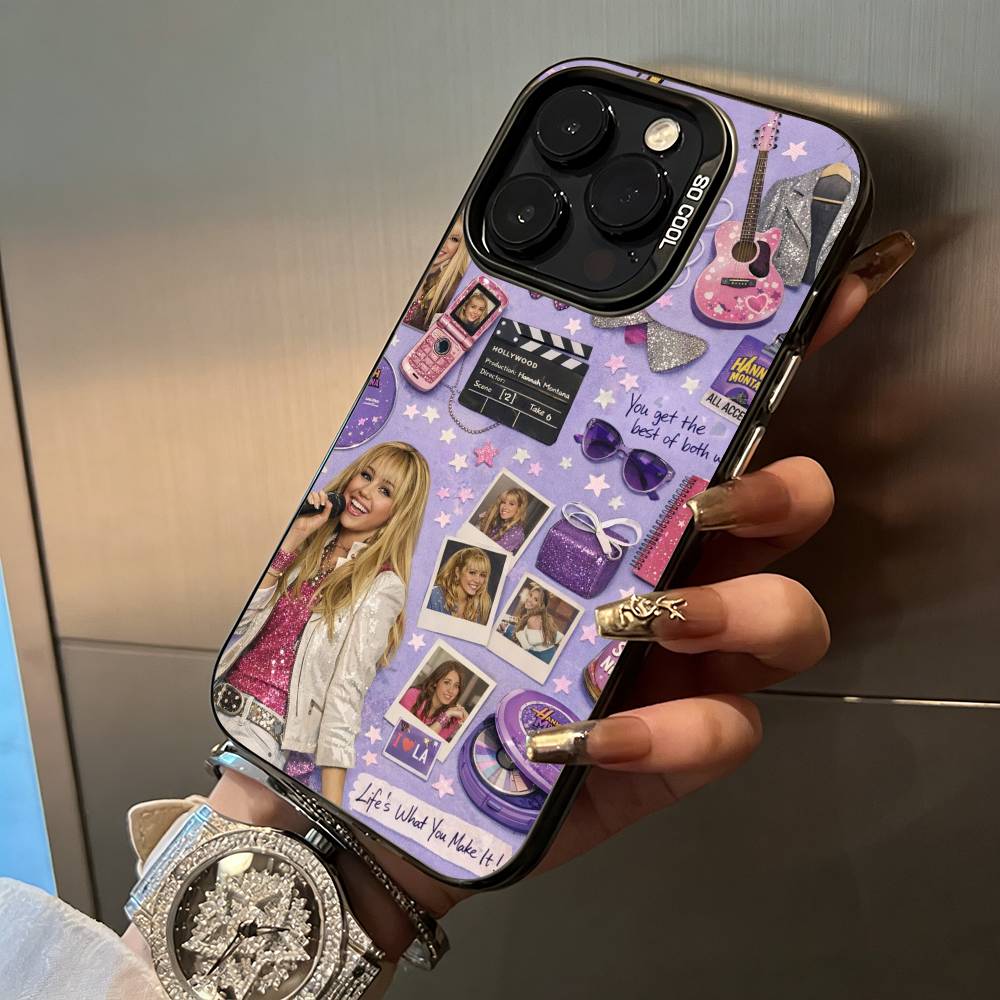H-Hannah-M- Montana For iPhone 17 16 15 14 13 12 11 Pro Max XS  17 Air Silicone Colored Silver Bumper Cover