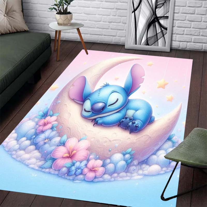 Stitch Is Holding Carpet with Floral Patterns - Non-slip Kitchen and Outdoor Carpet Home and Bedroom Decorations Birthday Gifts