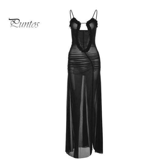 

Женское платье макси, сексуальное пляжное вечернее платье без рукавов с открытой спиной, облегающее трапециевидное платье, облегающее бедра, элегантная юбка с разрезом для вечеринки, пляжной свадьбы S чёрный