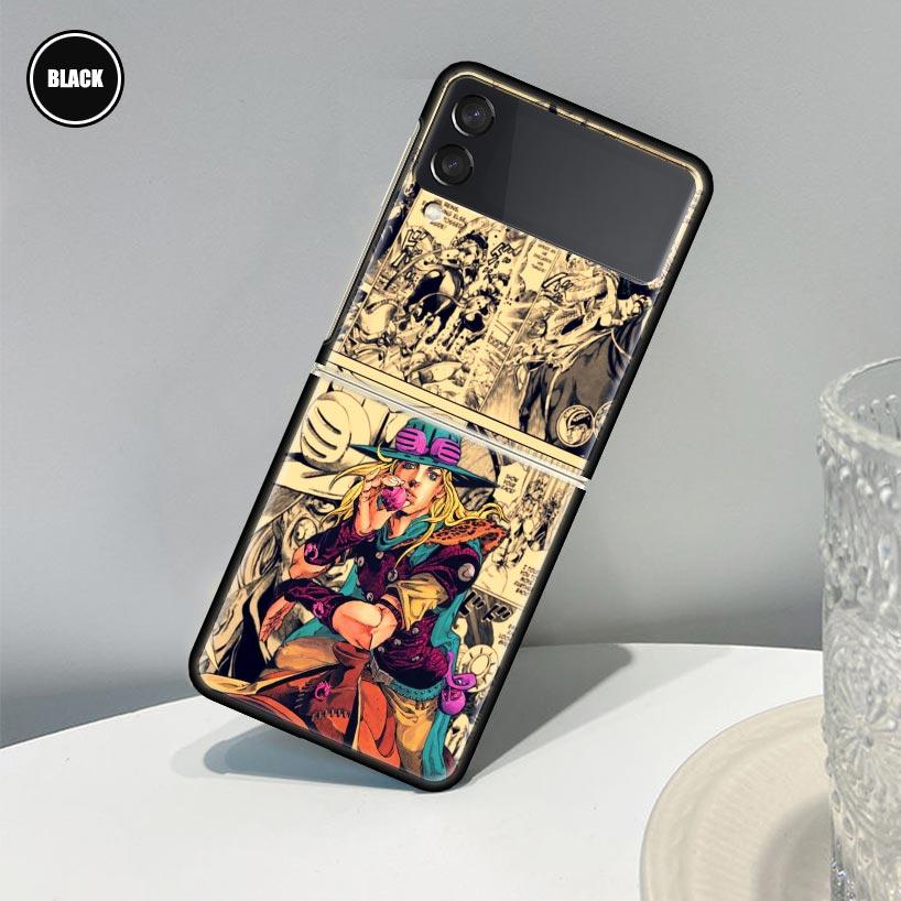 

Чехол с аниме JoJo Bizarre Adventur для Samsung Galaxy Z Flip 3 5G Funda ZFlip3, роскошный черный ПК, жесткий противоударный чехол для телефона Sh Samsung Z Flip 5G