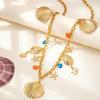 Gold Imitation Pearl Body Chain Multi-pendant Beads Belly Chain Retro Starfish Waist Chain  Bikini