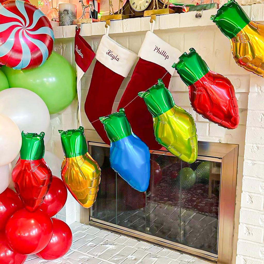 26pcs Christmas Decoration Balloon Set, Christmas Bulb Shape Aluminum Foil Balloon, Santa Claus, Christmas Party