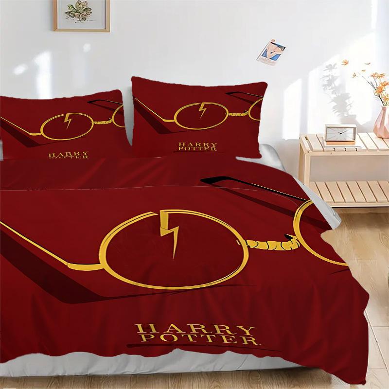 3pcs Bedding Set Harry Potter Includes 1 Comforter + 2 Pillowcases, Without Pillow Inserts, Soft Comfortable, Lightweight Breathable, Printe