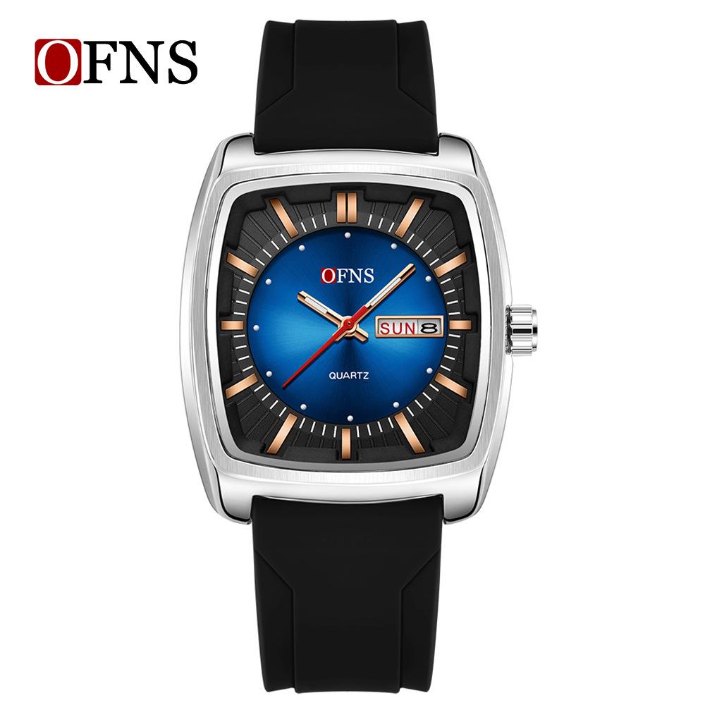 OFNS Men's Trendy Quartz Wristwatch: Steel Band, 3D Scale, Business Casual, Waterproof, Luminous.