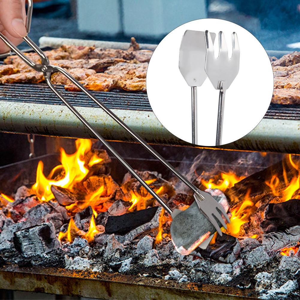 Stainless Steel Portable Long Handle BBQ Grill Food Clip Accessory Tongs Tool