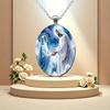 Jesus Meeting The Virgin Mary, A Time-Honored Gemstone Glass Pendant Necklace, Suitable For Both Men And Women