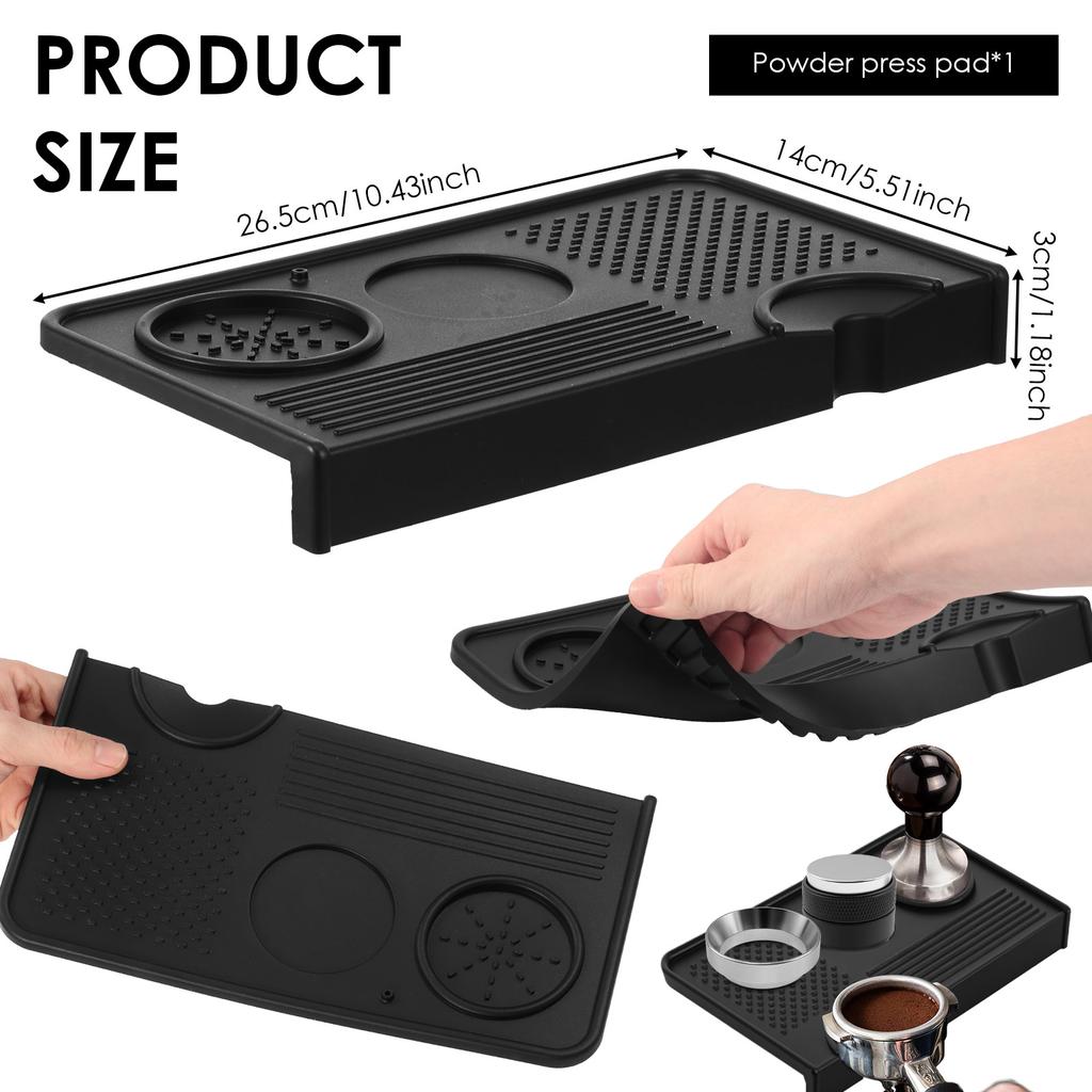 Silikon Kaffeepulvermatte Wasserdichte Espresso Tampermatte Anti-Rutsch Kaffeetemper-Matten mit Doppelöffnung für Heimkaffeemaschine