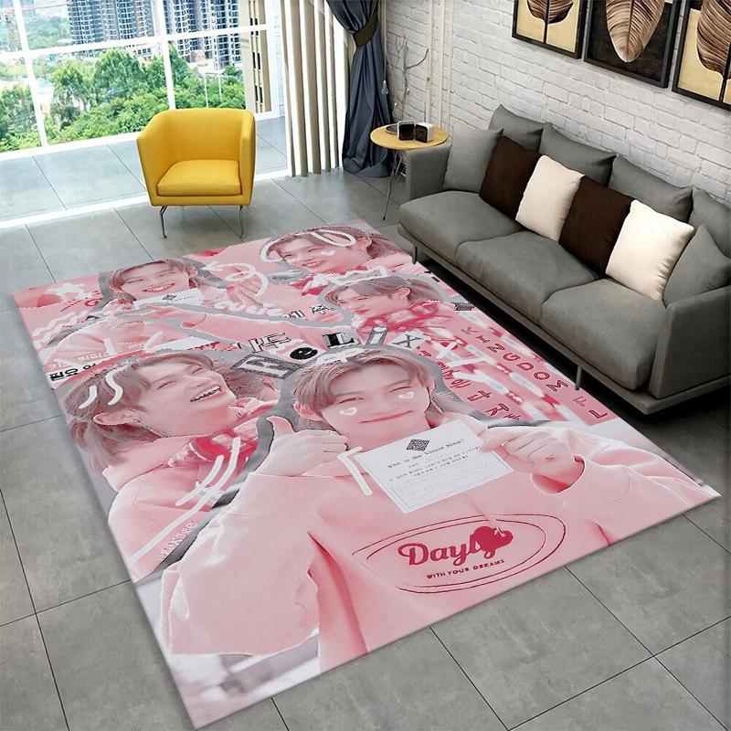 Kpop Stray Kids Music Star Carpet Rug for Playroom Bedroom Living Room Sofa Home Decor,kid Area Rug Non-slip Floor Mat Gift