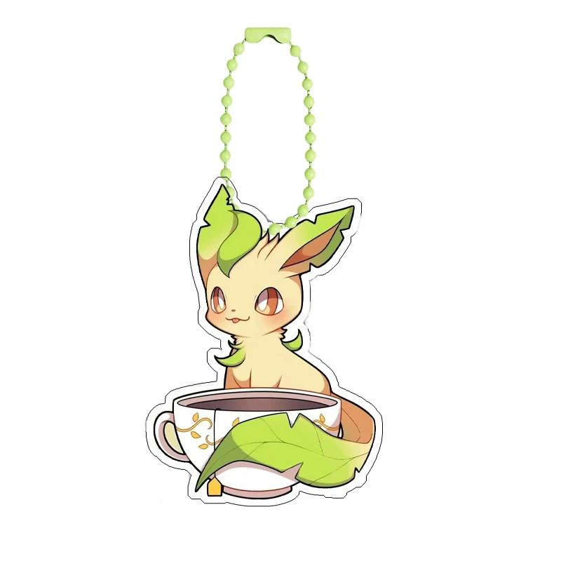 Pokemon Glaceon Sylveon Leafeon Eevee Self-Control Acrylic Cartoon Key Buckle Pendant Anime Classics Game Collection Gift Toys