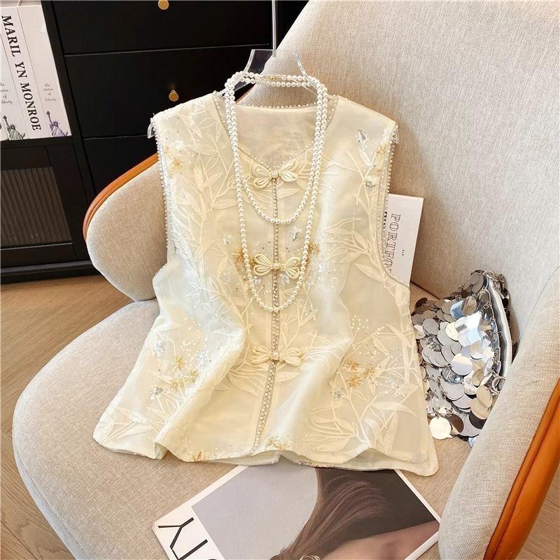 

Летний новый топ-стиль вышитый тонкий 2025 женский жилет жилет жилет снаружи 3XL (recommended 138-75kg)