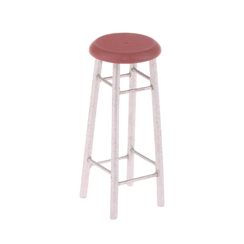1:12 Dollhouse Miniature Bar Stool Chair High Stool Mini Round Stool Pocket Stool Model Furniture Decor Kid Toy