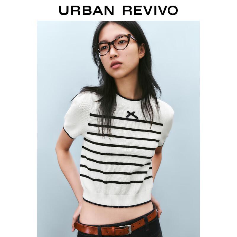 UR Women's Contrast Stripe Bow Knit Top