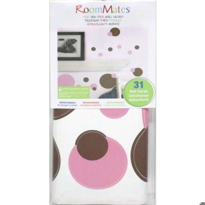 Stickers repositionnables pois roses et marrons