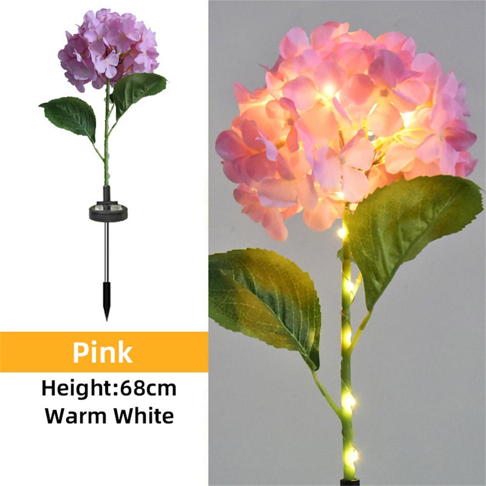 LED Solar Garden Light Outdoor Hydrangea Light Waterproof Flowers Stake Light for Garden Pathway Backyard Landscape Decorative