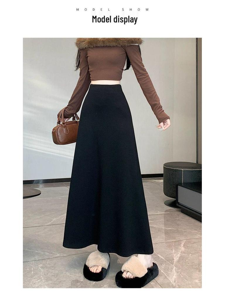 Hohe Taille Schlanker Langer Rock - Verdickt für Herbst/Winter 2025, Eleganter Stil