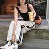 Sweatpants women's summer new high-waisted loose wide-leg pants casual side striped two-wear quick-drying pants