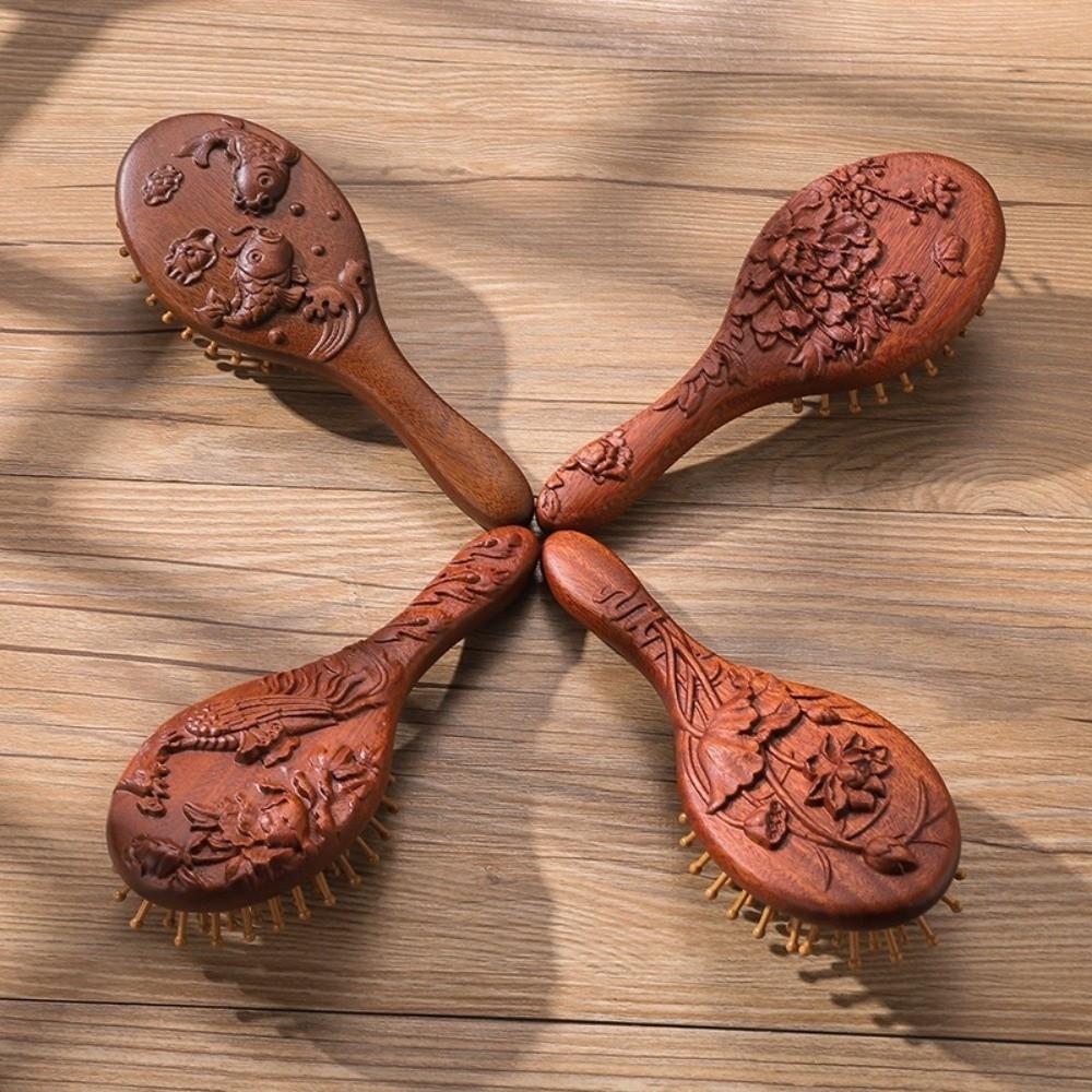 Hair Brush Sandalwood Comb Scalp Meridians Relaxation Scalp Massage Brush Hair Comb  Styling Brush