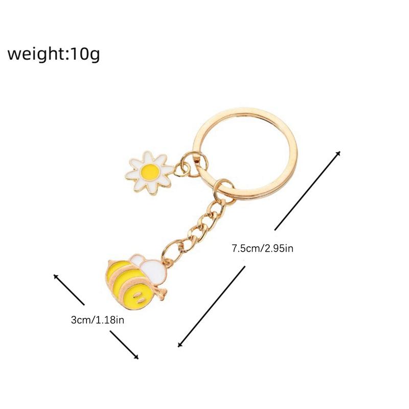 Cute Keychain Bee Honeycomb Heart Flower Key Ring Garden Key Chains Souvenir Gifts For Women Men Handbag Accessorie Jewelry