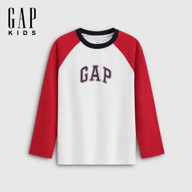 GAP Kids' Logo Print Colorblock Raglan Long Sleeve T-Shirt