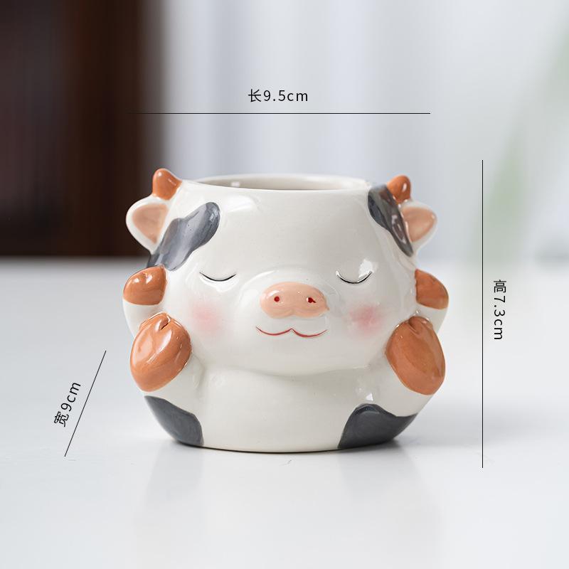 Cartoon Multifunction Ceramic Succulent Planter Cute Animal Cactus Potted Plant Gardening Creative Flower Pot Garden Decoration