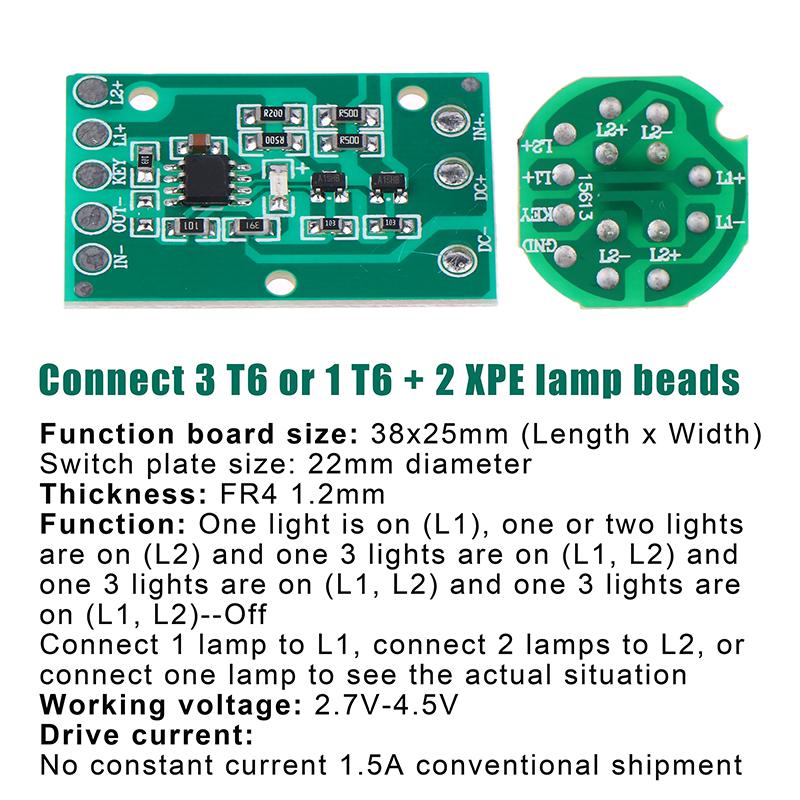 Hz-8813 T6/U2/L2 Glare Light Control Circuit Board Flashlight Driver Board 3 Function 5 Function Gear Electric Plate