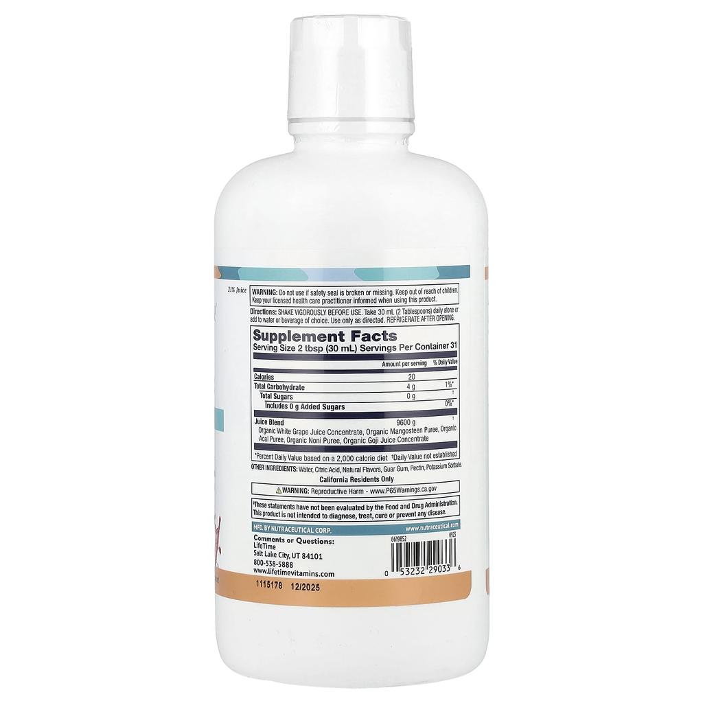 Life'S Basics, 4-In-1 Superfruit Juice Blend, Acai, Mangosteen, Noni & Goji, 946 Ml (32 oz)