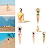 1/64 Girl Figures Beach Swimsuit Woman Character Handpainted Resin Miniature Scenes for Collections