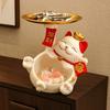 Cat Figure Tray Entry Key Storage Ornaments Resin Lucky Cat Home Storage Decorative  Desktop Decor