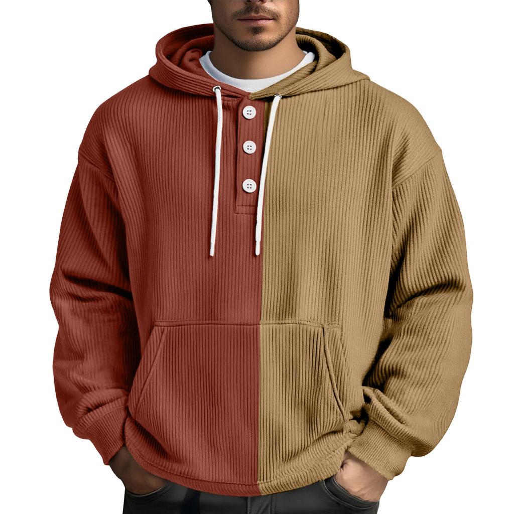 Men's Leisure Loose Three Clicks Color Clashing Hooded Hood Hoodie