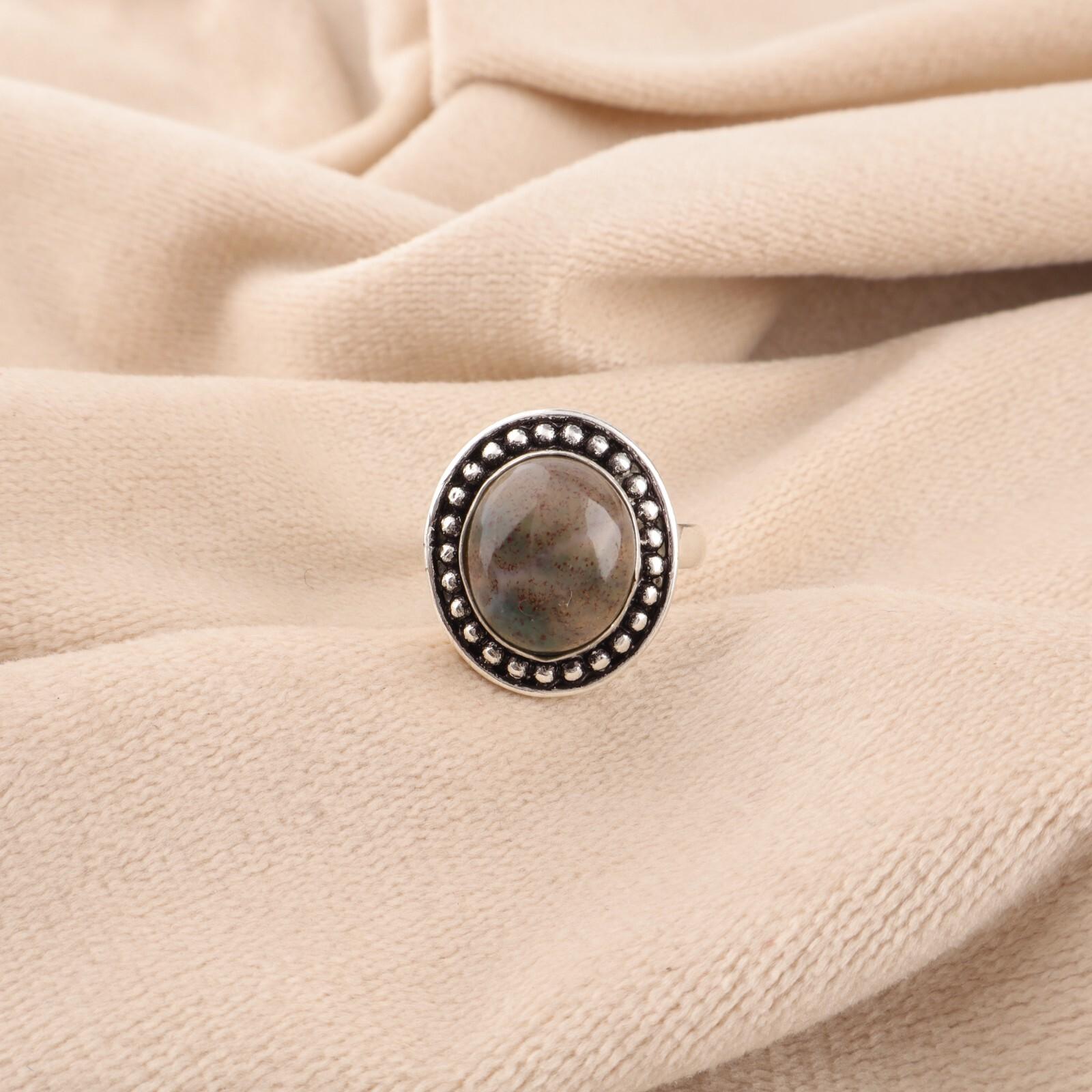 

Natural Moss Agate Gemstone 925 Sterling Silver Jewelry Handmade Green Ring RR-62-25 13