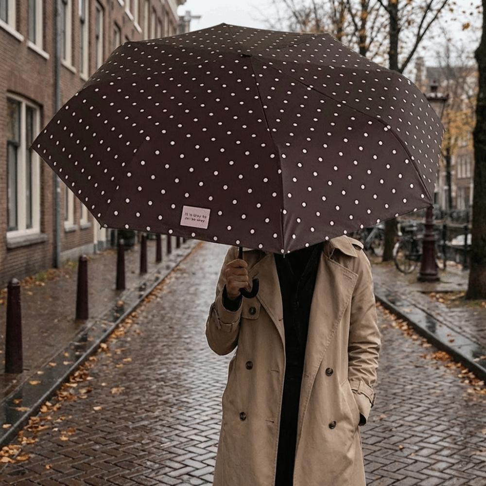 Dual-Use Folding Umbrella 8-Rib Manual Sun Umbrella Stylish Polka Dot Umbrella Daily Use