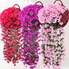 Violet Artificial Flowers Valentines Day Party Decoration Simulation Wall Hanging Flower Basket Orchid False Silk Vine Flowers