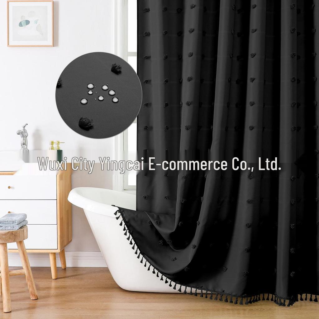TEMU Hydrangea Polyester Shower Curtain - 3D Jacquard Design