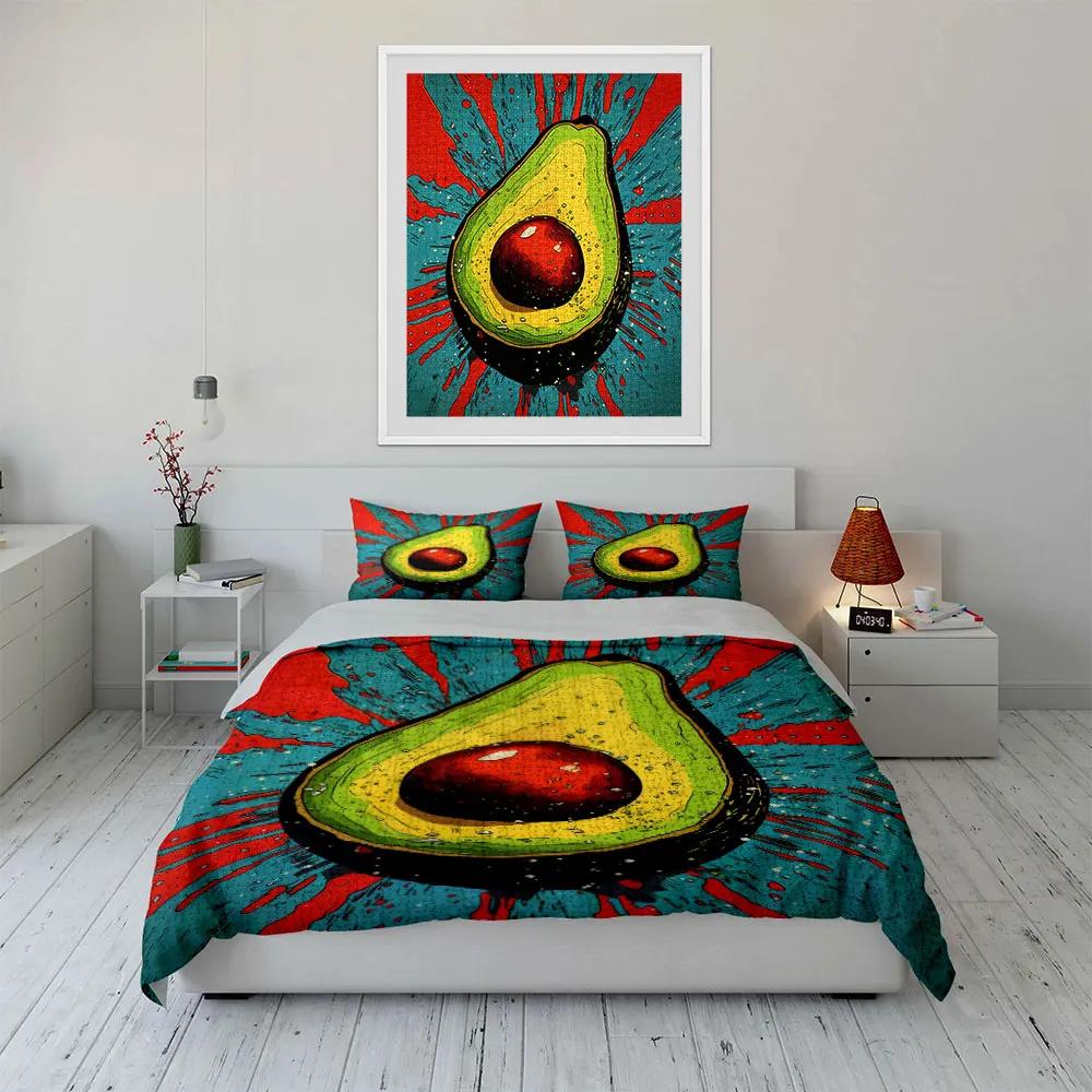 Colorful Avocado Art Set Soft Comfortable Duvet Cover Bedding Set Included 1*Duvet Cover & 2*Pillowcases Gift