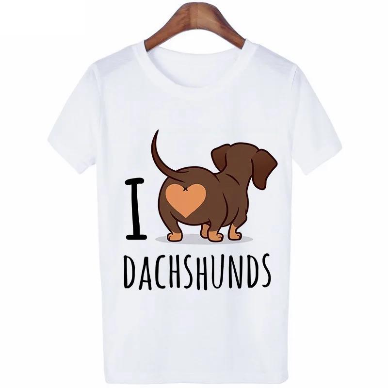Funny Sausage Dog Print Women's T-Shirt Cotton Short Sleeve Top Harajuku Pattern T-Shirt Kawaii Clothing Casual Loose T-Shirt