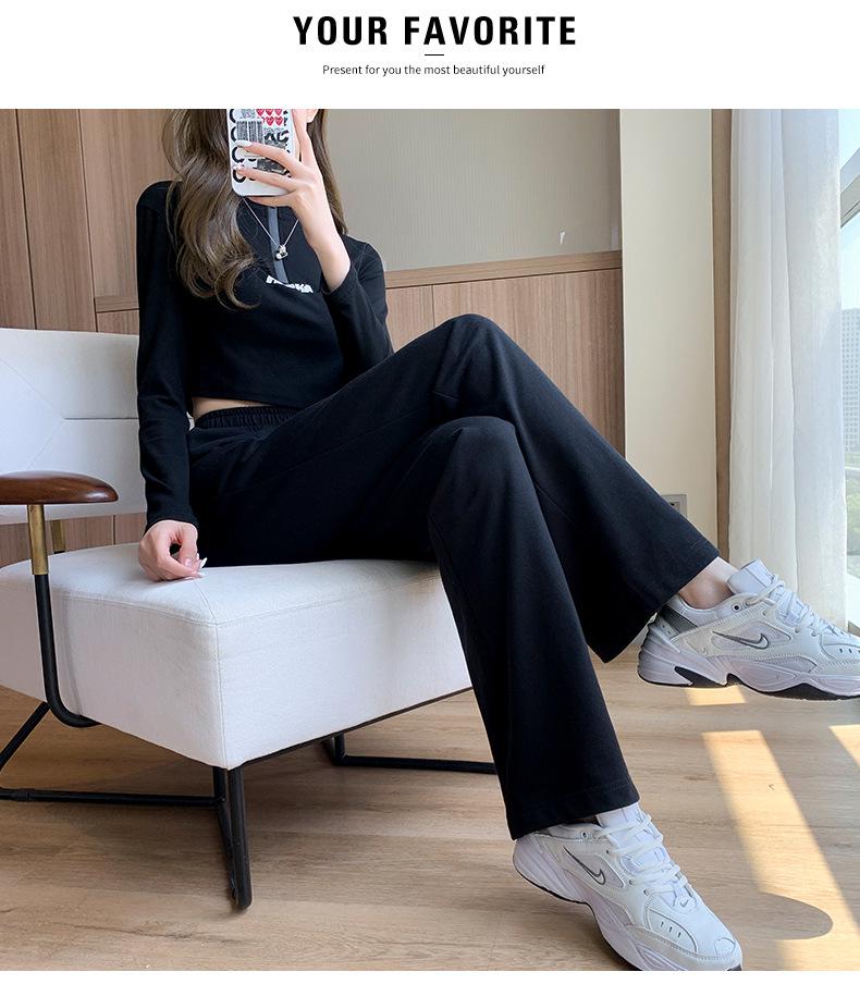Women's High-Waist Wide-Leg Sweatpants - Spring/Autumn Loose Straight-Leg Fit, Slimming for Thick Legs, Versatile Casual Wear