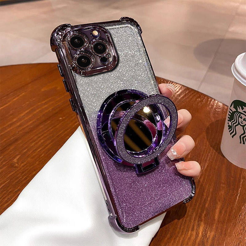 Glitter Magnetic Mirror Holder Case For OPPO A79 A2 5G A78 A38 A18 A17 A16 A15 A15S A3 PRO A76 A96 A57 2022 A54 A58 A53 A33 2020