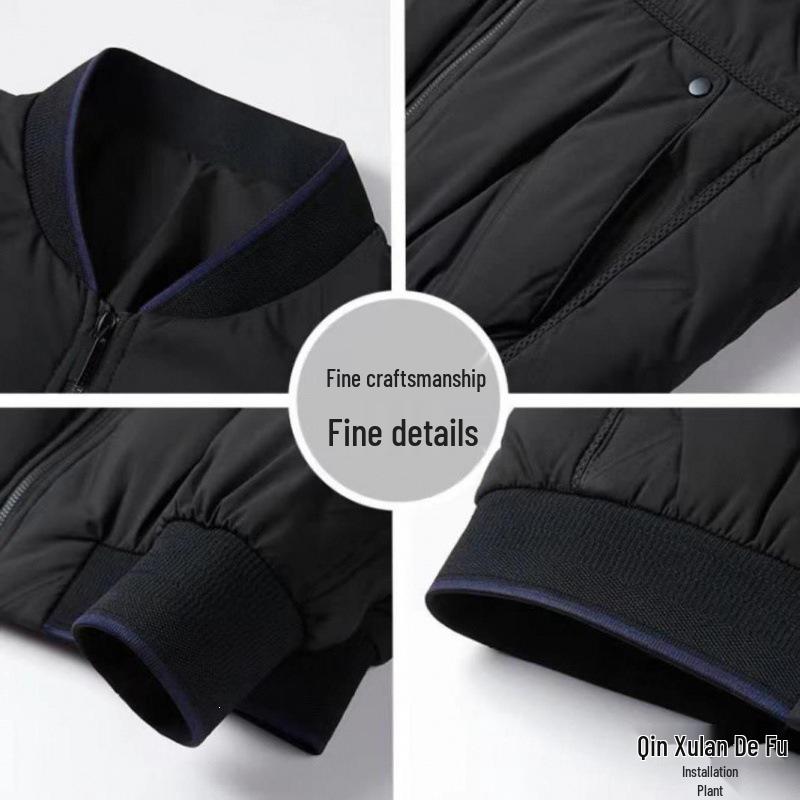 Men's Lightweight Luxury Down Bomber Jacket - Short, Business Casual, Trendy Outerwear for Mid-aged Men.